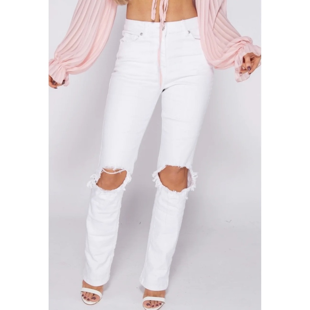 Parisian works Ripped Knee Straight Leg Jeans